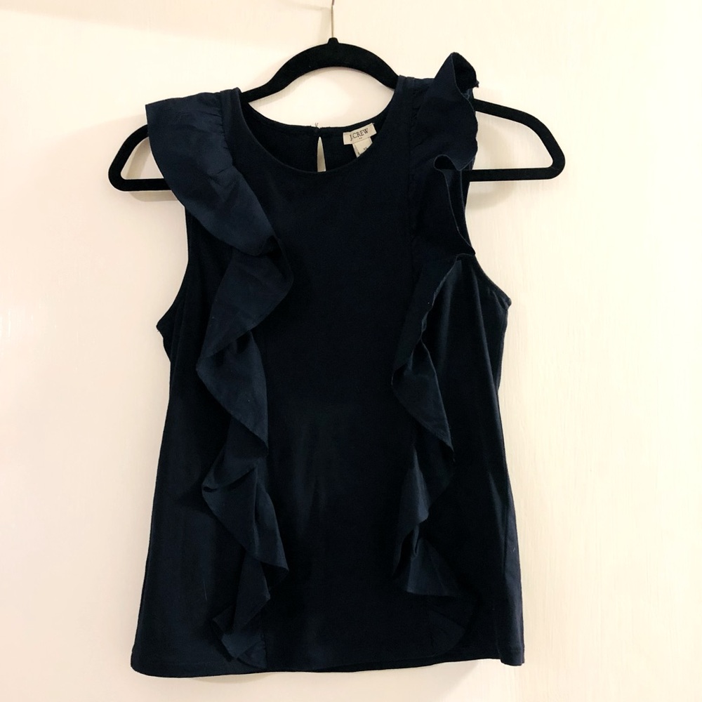J Crew navy blue Ruffle tank